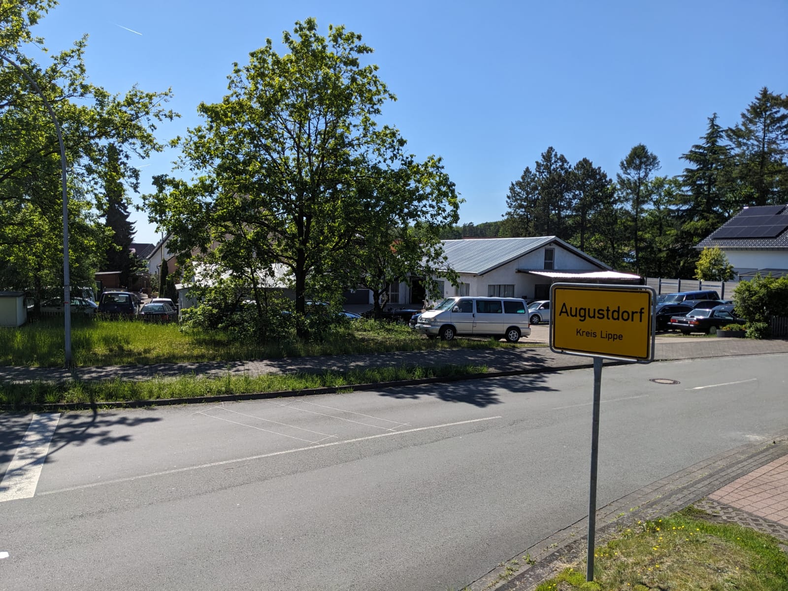 Ortsschild Augustdorf, Kreis Lippe — Standort der Werkstatt